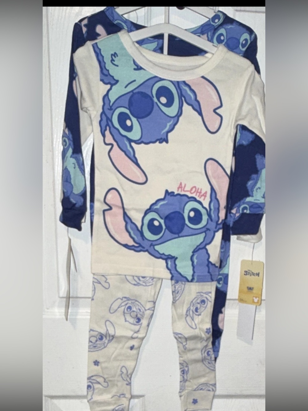 Disney Lilo & Stitch Pajama Set - Cream, Blue & Pink
